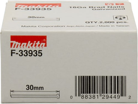 Makita-Zubehör, Länge 30 mm, Version verzinkter Draht, Stärke 1,61 mm – F-33935