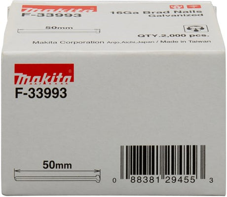 Makita-Zubehör, Länge 50 mm, Version verzinkter Draht, Stärke 1,61 mm – F-33993