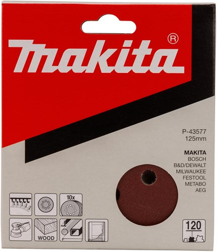 Makita Zubehör Makita P-43577 Schleifscheibe rot v. 125mm. k120 ve=10