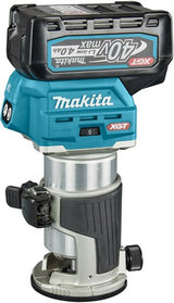 Makita rt001gm205 Ober- und Kantenfräser | 40 V max. | 2 x 4,0 Ah Akku + Schnellladegerät | inkl. verschiedene Füße | in der Mbox rt001gm205