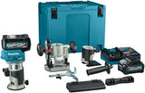 Makita rt001gm206 Ober- und Kantenfräse | 40 V max. | 2 x 4,0 Ah Akku + Schnellladegerät | inkl. diverse Füße + Führungsschienenadapter | in mbox - rt001gm206
