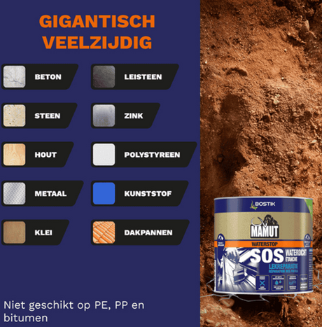 Bostik Mamut Waterstop MS Polymer | Anthrazit | Sofort-Abdichtungsmembran – 30632339