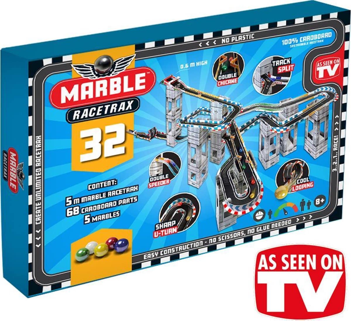 Markeneinheit Marble Mania Racetrac 5-Meter-Rennmurmelbahn mit 5 Murmeln