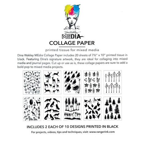 Ranger Tinte Ranger • Dina Wakley Mediencollagepapier Der Wald