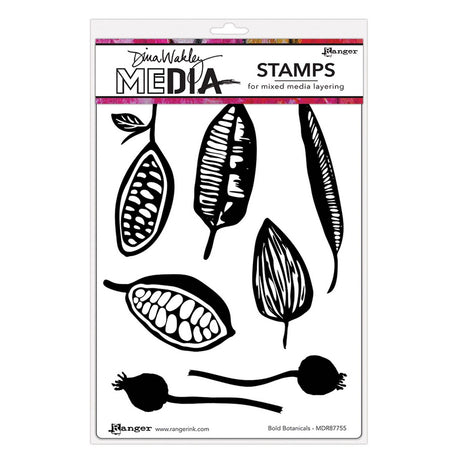 Ranger Ink Ranger • Dina Wakley Medien-Haftstempel mit kräftigen Pflanzenmotiven