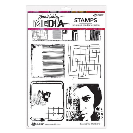 Ranger Ink Ranger • Dina Wakley Medien-Haftstempel, quadratisch, 6 Stück