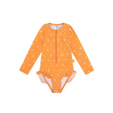 Orangenkuss | Orangefarbener UV-Badeanzug für Mädchen mit langen Ärmeln