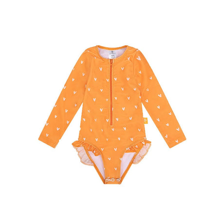 Orangenkuss | Orangefarbener UV-Badeanzug für Mädchen mit langen Ärmeln