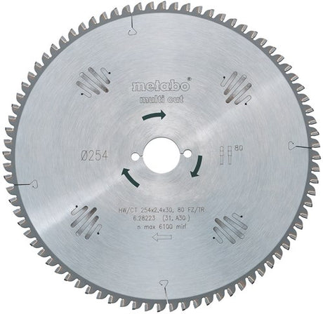 Metabo Kreissägeblatt Multi Cut HW CT ø 254 mm, 80t fz tz - 628093000