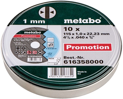 Metabo Trennscheiben in Dose (10 Stk.) ø 115x1,0x22,23 - 616358000