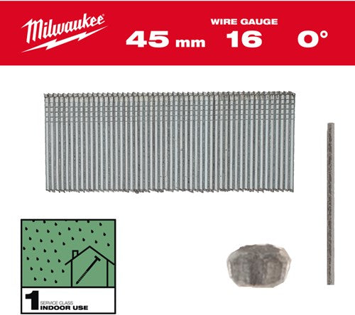 Milwaukee afwerkspijker gegalvaniseerd | 16g | 45mm | sc1 | 2500 stuks - 4932498315