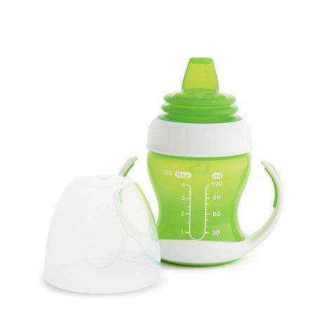 Munchkin Übergangsbecher – sanfter Becher – Übergangsbecher – Anti-Auslaufbecher für Babys – ab 4 Monaten – 118 ml – grün – Trinkbecher