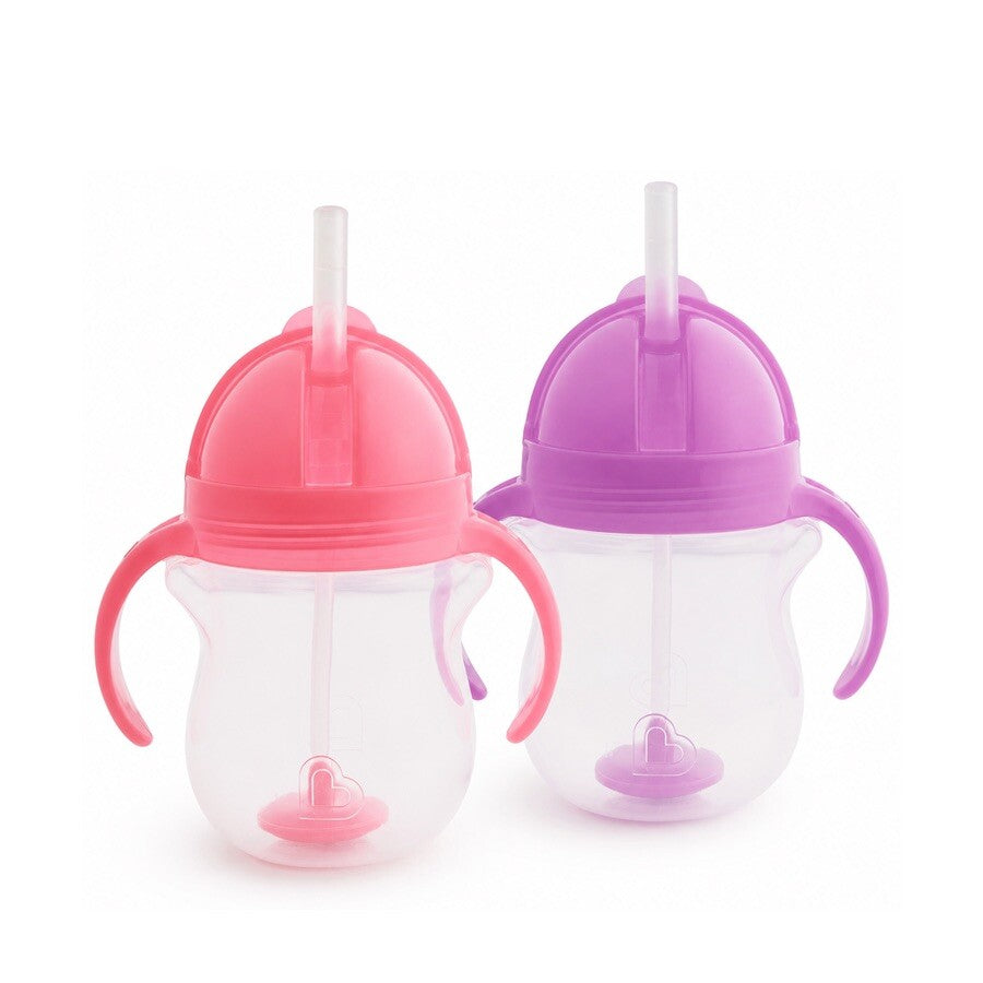 Munchkin tip sip straw cup weighted 207ml roze paars set 2-delig