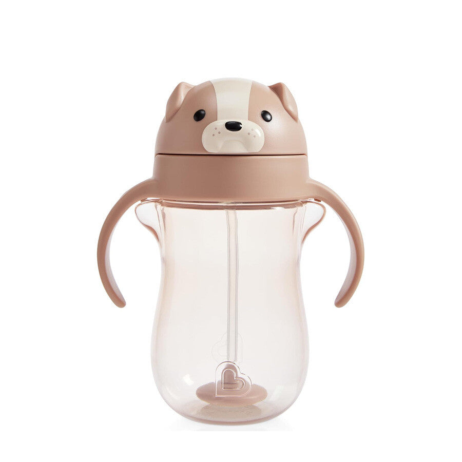 Munchkin tip sip straw cup weighted 296ml hond bruin