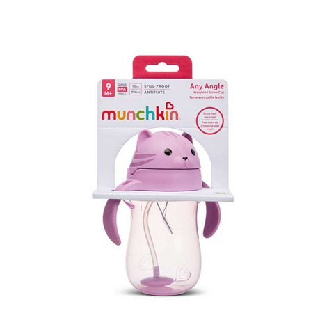 Munchkin tip sip straw cup weighted 296ml kat paars
