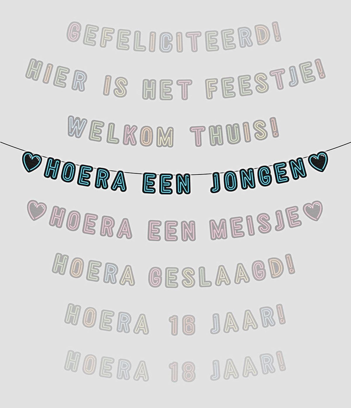 Paperdreams Neongirlande 5m – Hurra Junge!