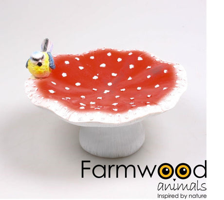 Farmwood Animals Vogelbadpilz mit Vogel 23x23x14cm