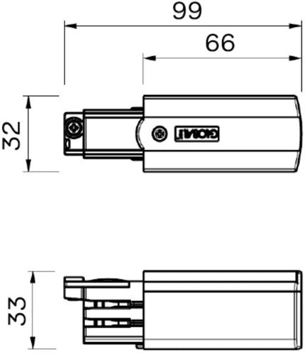 Nordisches Verbindungsstück für. Schiene Aluminium rechts 3-phasig 5050019