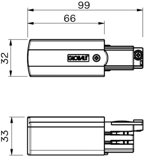 Nordisches Verbindungsstück für. Schiene schwarz links 3-phasig 5050016