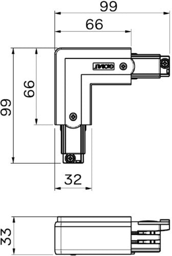 Nordisches Eckstück fest 90°. für. Schiene Aluminium rechts 5050041