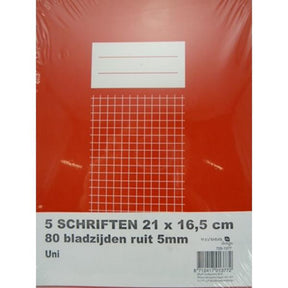Verona-Packung mit 5 Notizbüchern, 21 x 16,5 cm, Raute, 5 mm, Uni-Farben: Rot, Blau, Schwarz