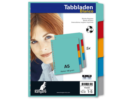 Kangaro Tab A5 Blankokarton 180 Gramm sortiert 17-Loch 5-teiliger Karton