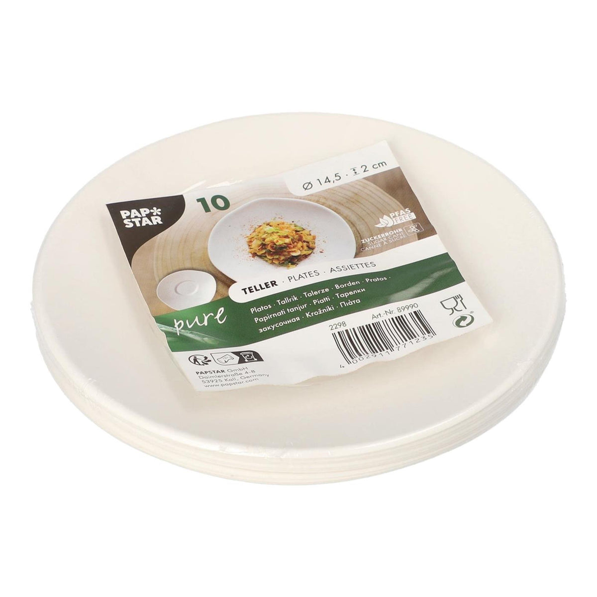 Papstar amuse bordje suikerriet, rond ø14,5cm wit pak a 10 stuks