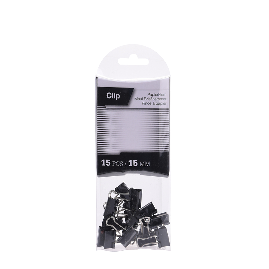 Papierklemmen zwart 15mm 15 stuks