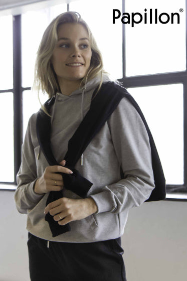 Papillon Sweat Hoody Baumwoll Damen graue Größe xl
