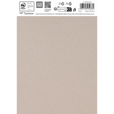 Tombow • schwarzes Papier DIN A5 (14,8 x 21 cm), 15 Blatt, 250 g m² (120 lbs), schwarz