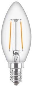 Philips led kaars e14 2-25w 2700k filament helder - led3713