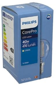 Philips led kogel e14 4,3-40w 2700k filament helder - led3738