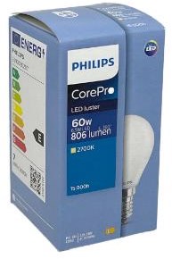 Philips led kogel e14 6,5-60w 2700k filament mat - led3742