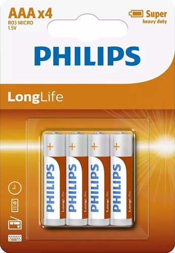 Philips R03 Longlife AAA-Batterie 4 Stück