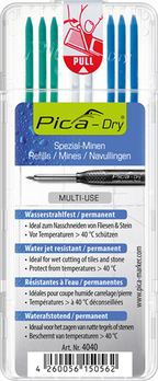 Pica-Füllset | 3x blau, 2x weiß, 3x grün | wasserbeständig | trocken 4040 | 8 Stifte-Set | 1 Stück - 4040 - 4040a