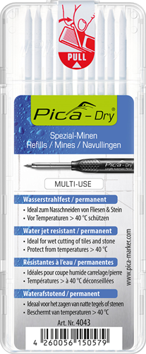 Bild eines Nachfüllsets | 10x weiß | wasserbeständig | adry 4043 | 10 Stifte-Set | 1 Stück - 4043 - 4043