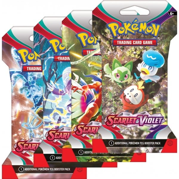 Asmodee Pokemon Booster Pack auf scharlachroter violetter Basis