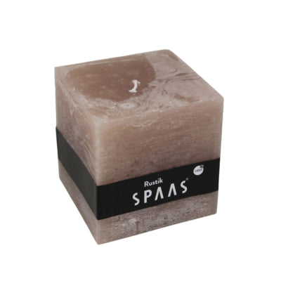 Spaas(r) Stumpenkerze rustikal quadratisch taupe 10 x 10 cm | 6 Stück