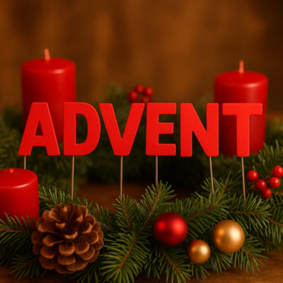 Abi Deko Weihnachtsbuchstabenstecker Advent rot 8 cm | 24 Stück