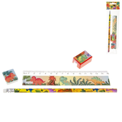 Schreibset Dinosaurier 19 cm 4er-Set | 24 Stück