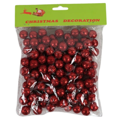 Weihnachtsdeko Glitzerkugel rot 1,5 cm | 48 Stück