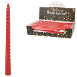 Stern Fabrik Tafelkerze Twist rot 2,2 x 25 cm | 36 Stück