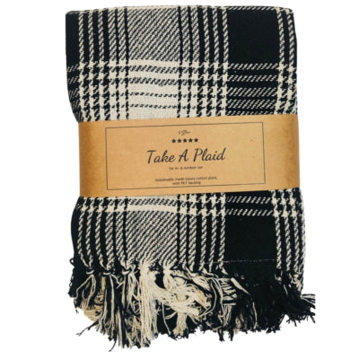 Nehmen Sie ein kariertes Polyback-Picknick-Plaid schwarz und weiß 160 x 160 cm | 10 Stück