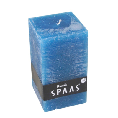 Spaas(r) Stumpenkerze rustikal quadratisch blau 7 x 13 cm | 6 Stück