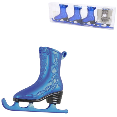 Weihnachtsanhänger Schlittschuh blau 7,5 cm 4er Set | 48 Stück