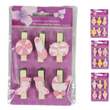 Holzklammer Babyrosa 4-fach sortiert 6er-Set | 48 Stück