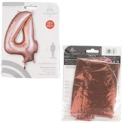 Amscan Folienballon Nummer 4 roségoldfarben 66 cm | 40 Stück