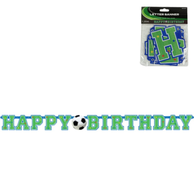 Amscan Buchstabengirlande Happy Birthday Fußball 135 cm | 24 Stück