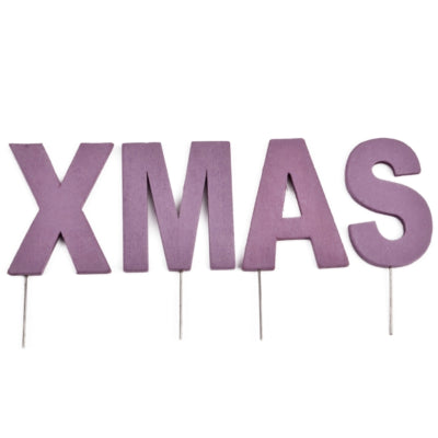 Abi Deko Weihnachtsbuchstabenstecker Weihnachten lila 8 cm | 24 Stück