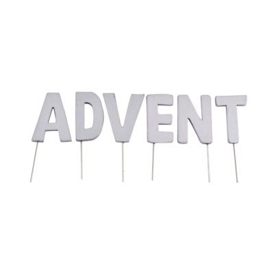 Abi-Deko Weihnachts-Buchstabenstecker Advent silberfarben 5 cm | 24 Stück